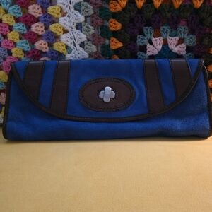 Fossil Blue and Brown Clutch Bag